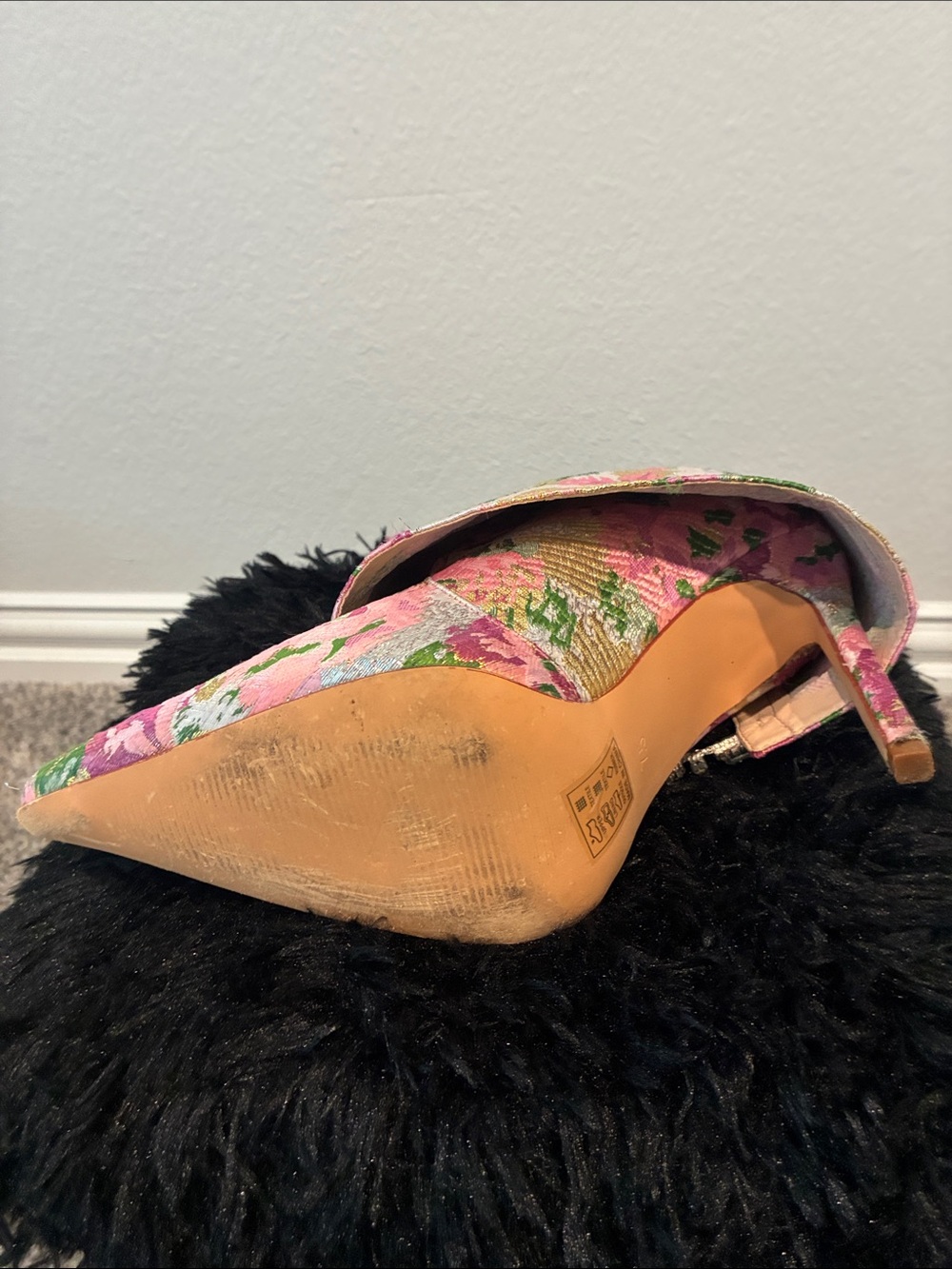 Azalea Wang Pink Floral Crystal-Embellished Pointed-Heel Boot - Picture 5 of 6